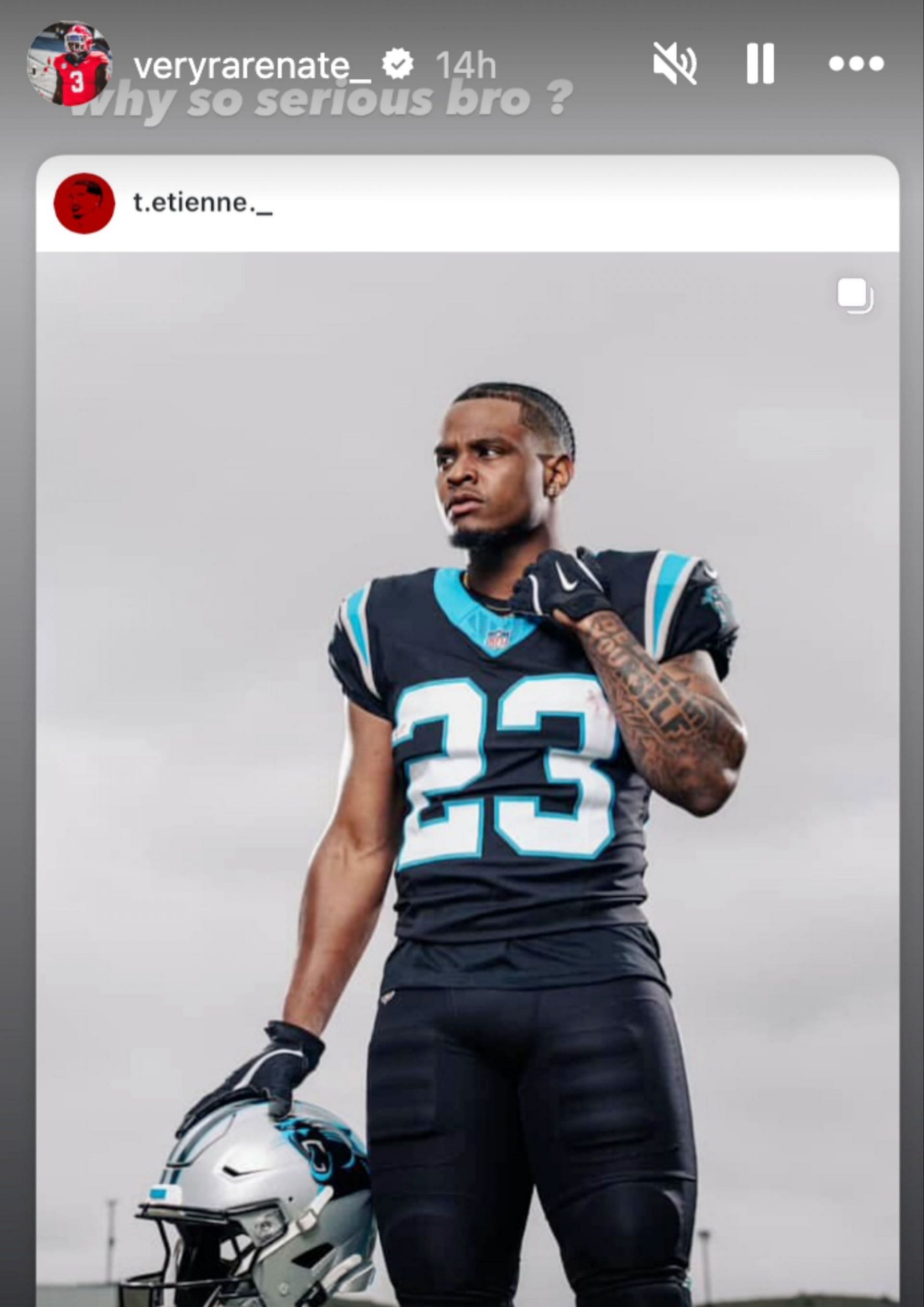 Nate Frazier's reaction to Trevor Etienne's photoshoot